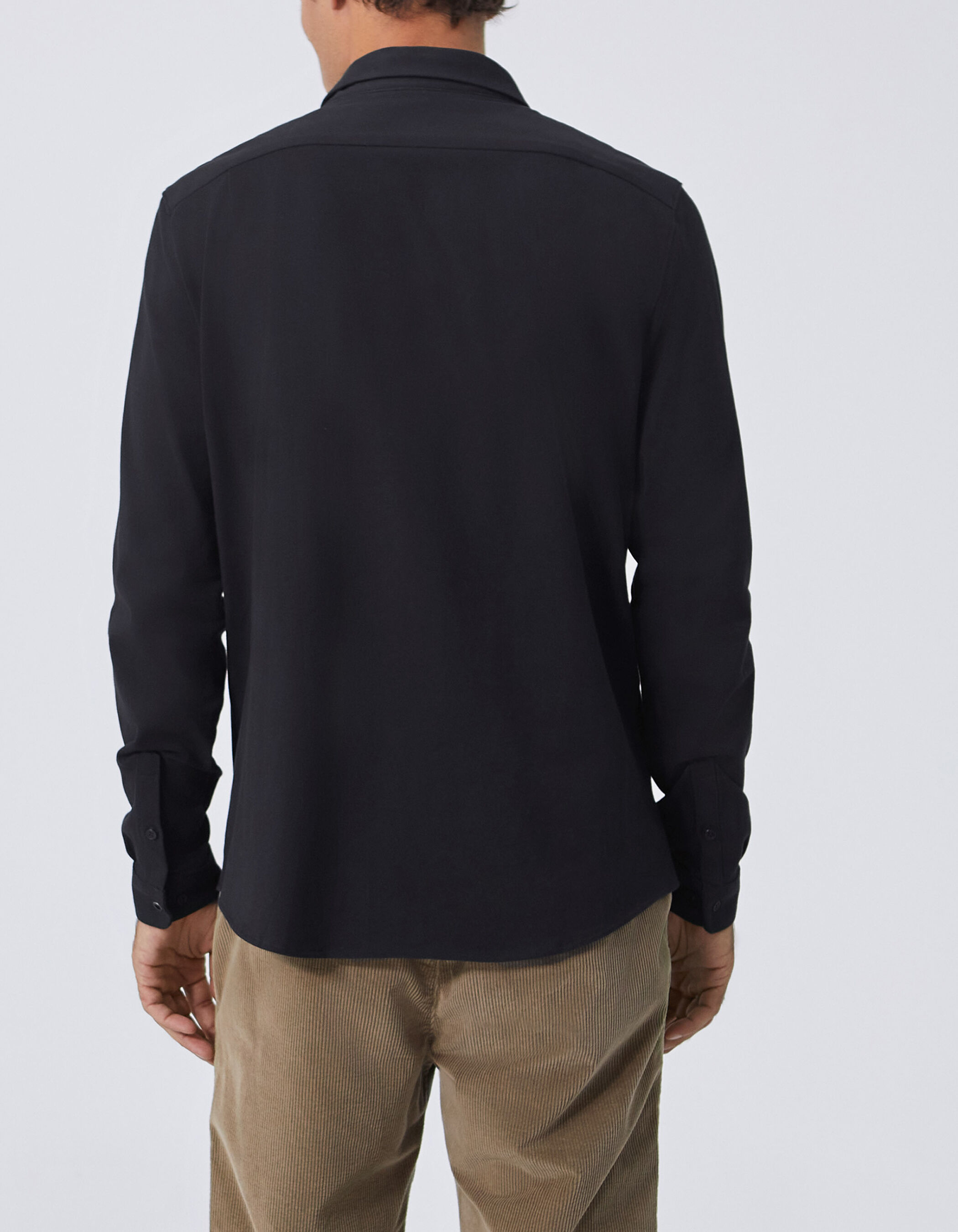 Chemise REGULAR noire bio maille piqu e Homme