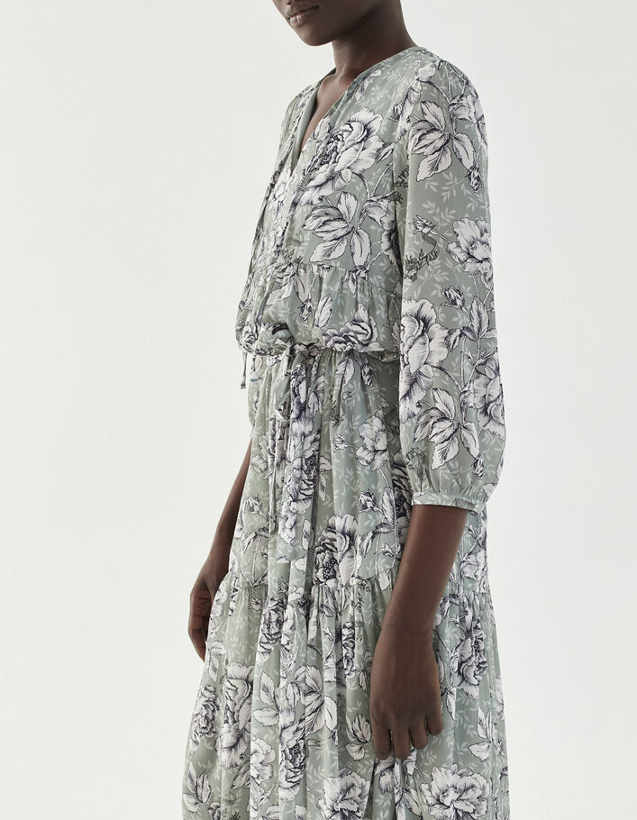 Robe ample matière recyclée imprimé floral vintage femme-2
