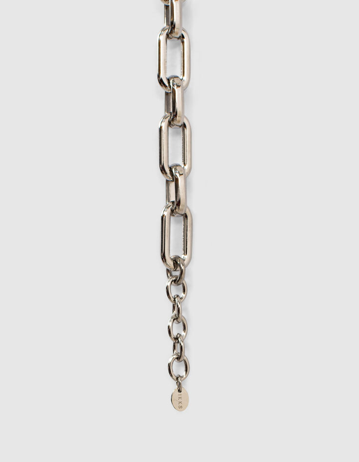 Bracelet argenté en grosse maille femme-4 Bracelet argenté en grosse maille femme-4