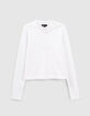 Gebroken wit geribd T-shirt met rits meisjes-1