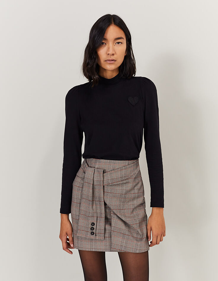 Falda cuadros Príncipe de Gales lazo delante mujer-2