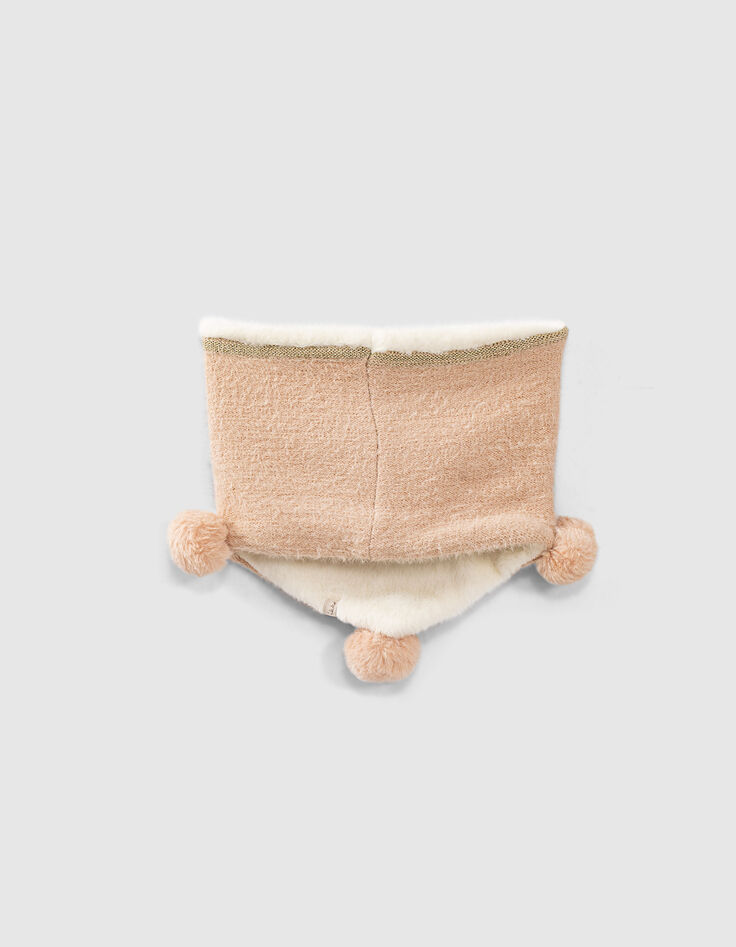Snood rose poudré tricot bordé lurex bébé fille-2