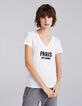 T-shirt gebroken wit opdruk geflockte fluwelen letters-2
