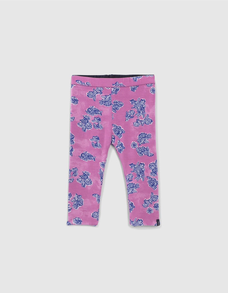 Baby girls' Indian floral/navy reversible leggings-2