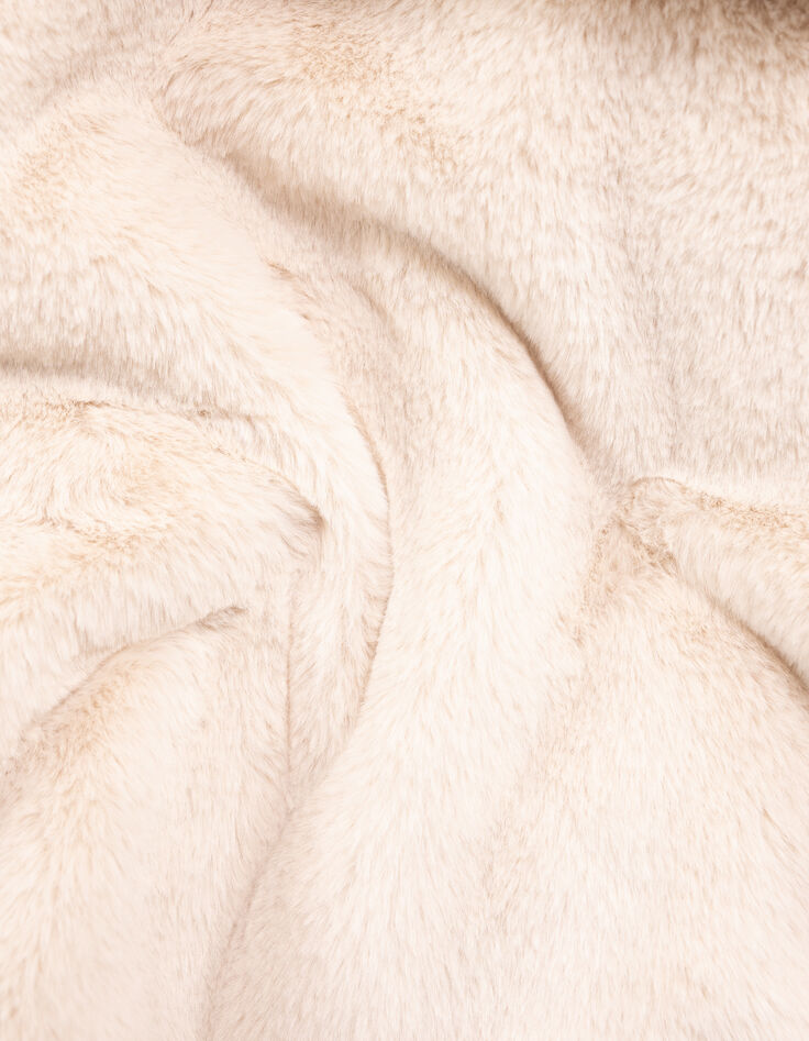 Chaqueta beige reciclada con capucha para niña-7