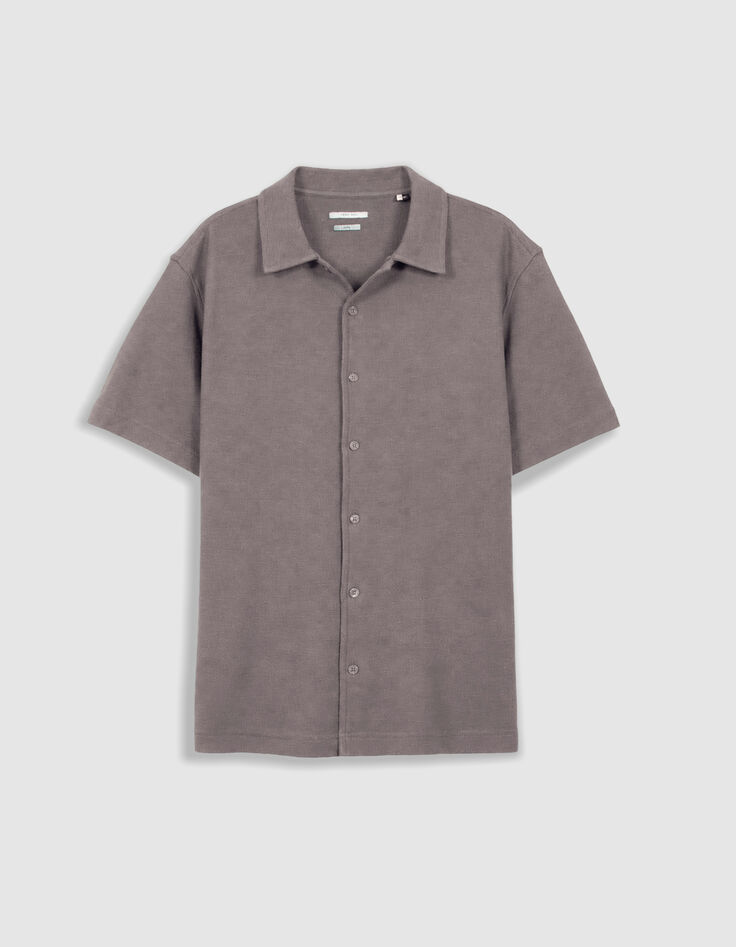 Chemise easy grise maille manches courtes Homme-5