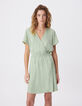 Women&rsquo;s flowing green wrap-style dress-4