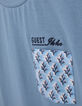 Blauw T-shirt zak met koraalprint jongens-5