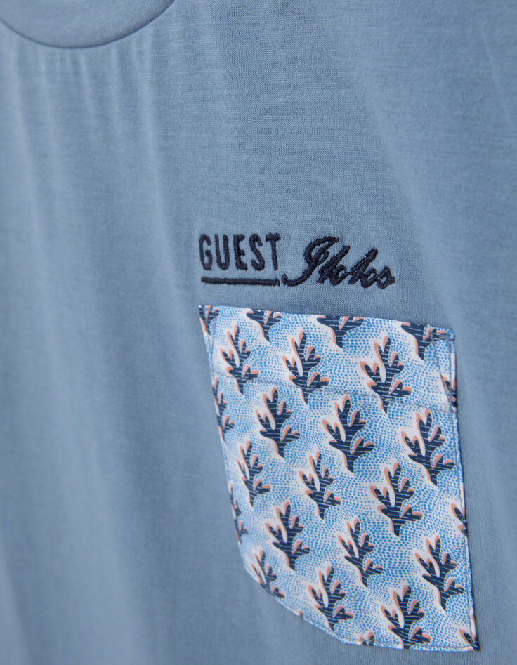 Blauw T-shirt zak met koraalprint jongens-5
