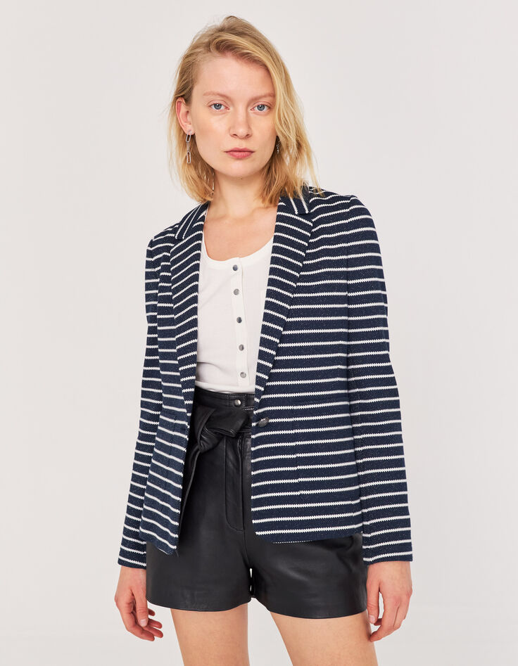 Taillierter Damenblazer mit Streifen-1