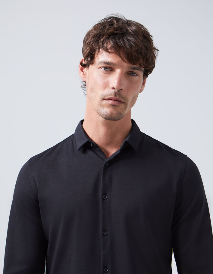 Camisa REGULAR negra Interlock Hombre -2