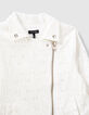 Cardigan blanc cassé en dentelle esprit motard fille-5