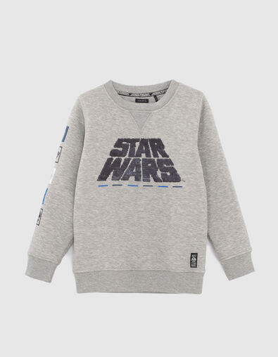Boys’ grey IKKS–STAR WARS™ embroidered sequin sweatshirt - IKKS
