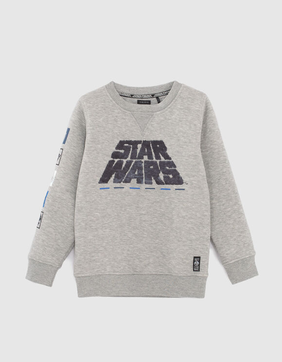 Boys’ grey IKKS–STAR WARS™ embroidered sequin sweatshirt