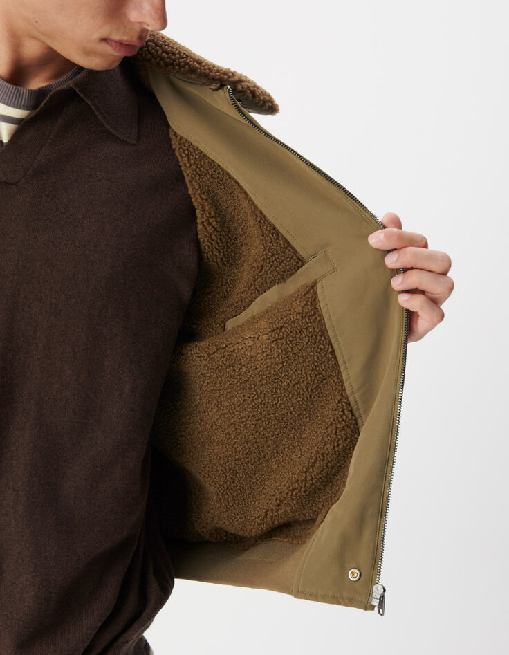 Blouson kaki col fourr&eacute; amovible Homme-4