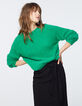 Pull fantaisie fil poilu vert électrique femme-3