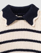Jersey crudo punto cuello azul letra lentejuelas niña-3