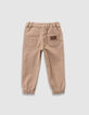 Boys’ beige loose jeans with elasticated waist-3