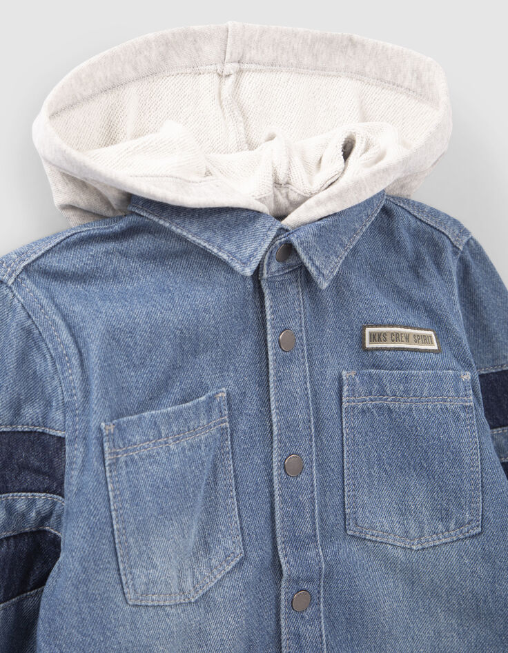 Chemise en jean bleu bio capuche amovible gar&ccedil;on-2