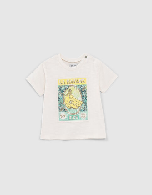 Ecru T-shirt biokatoen opdruk bananen babyjongens - IKKS
