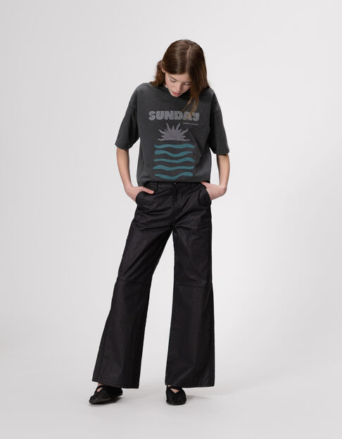 Camiseta gris algodón oversize mensaje niña - IKKS