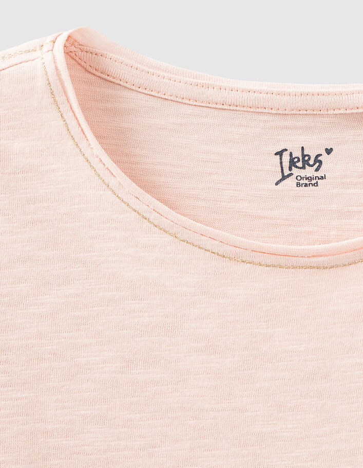 Girls’ powder pink Essentials embroidered IKKS T-shirt - IKKS