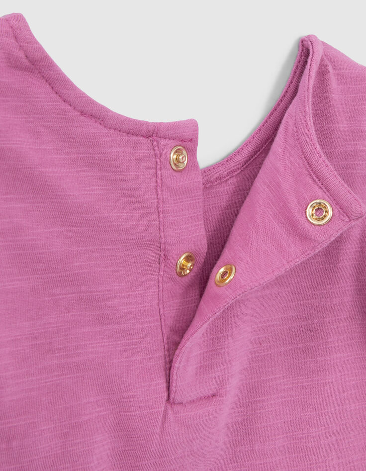 Babymädchen-T-Shirt, Malve, Biobaumwolle, Ethno-Stickmotiv-5