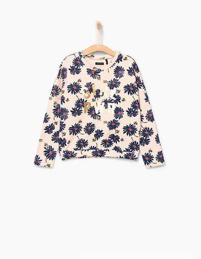 Sweat rose poudré imprimé fleurs GIRL PWR fille - IKKS