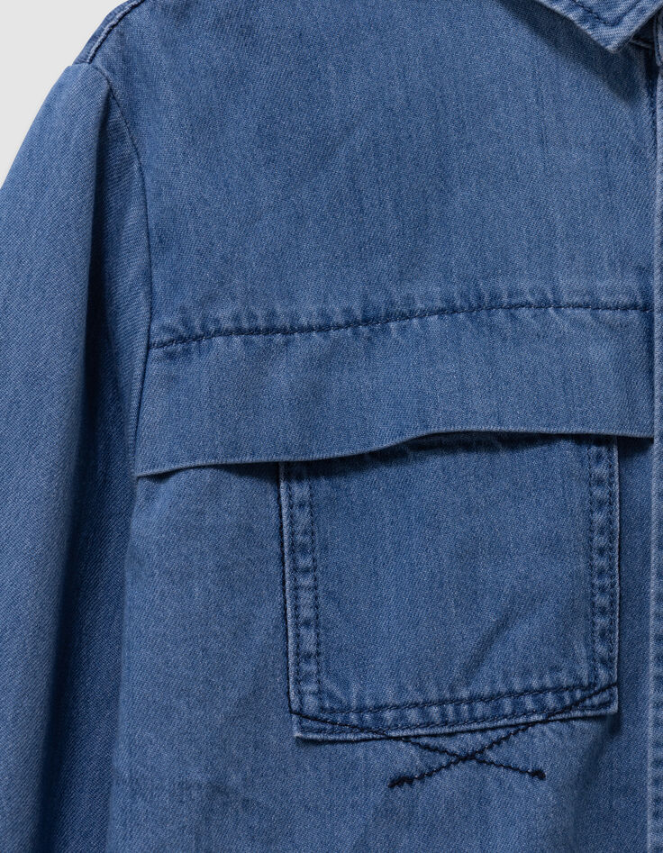 Blauw jeanshemd afneembare kap jongens-9