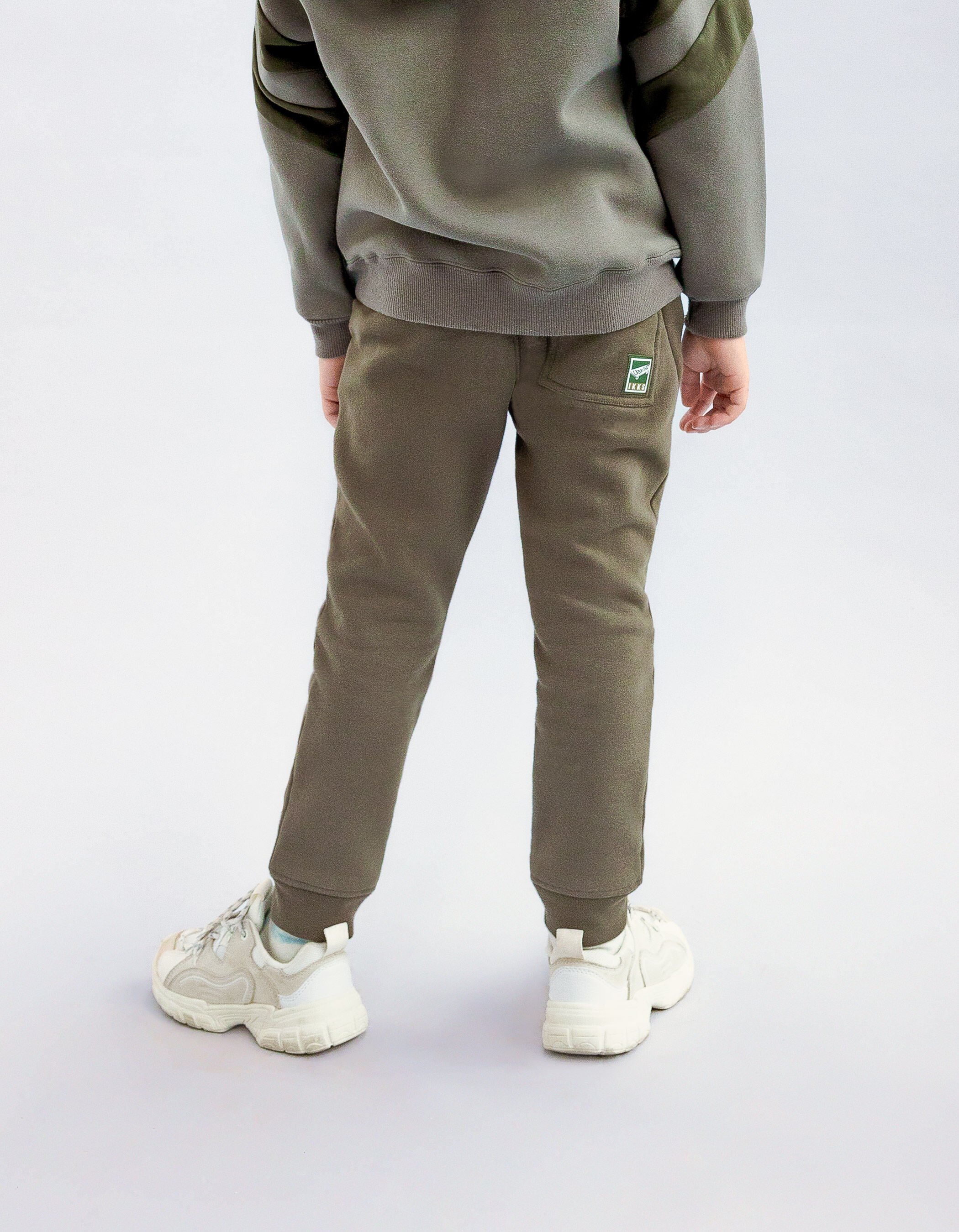 Boys khaki joggers with seaming