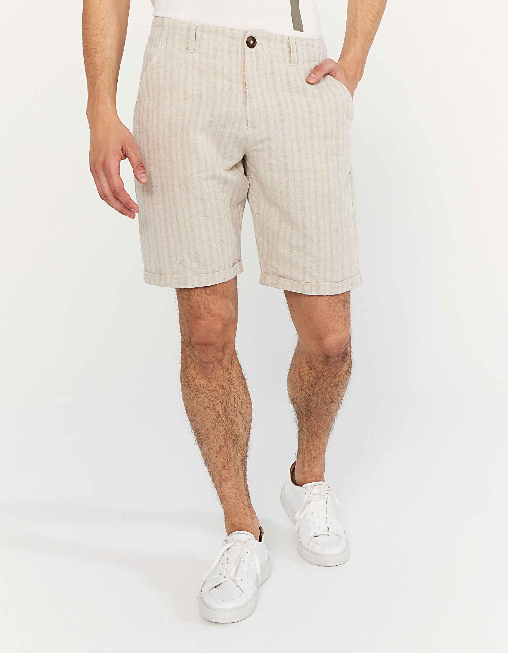 Men s chalk striped linen blend SLIM Bermudas