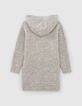 Girls' mid-grey marl knit hooded dress-4