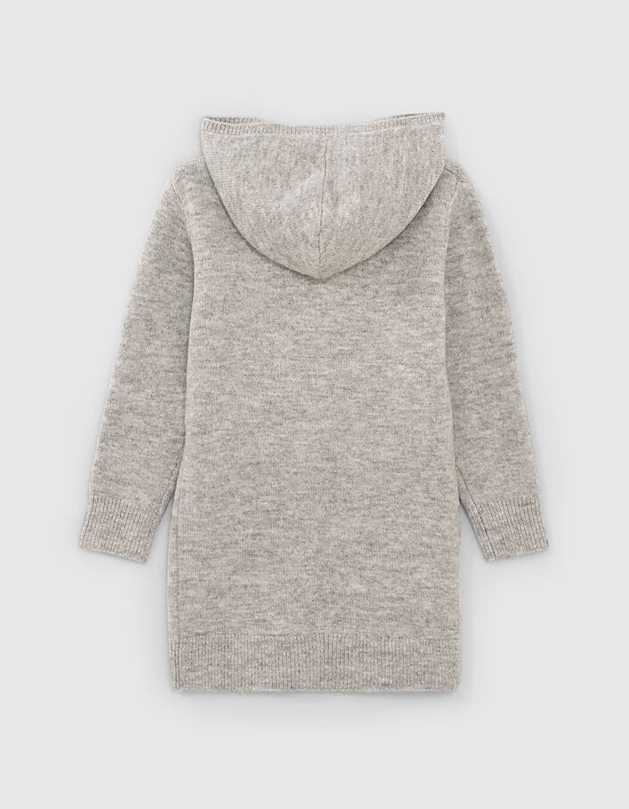 Girls' mid-grey marl knit hooded dress - IKKS