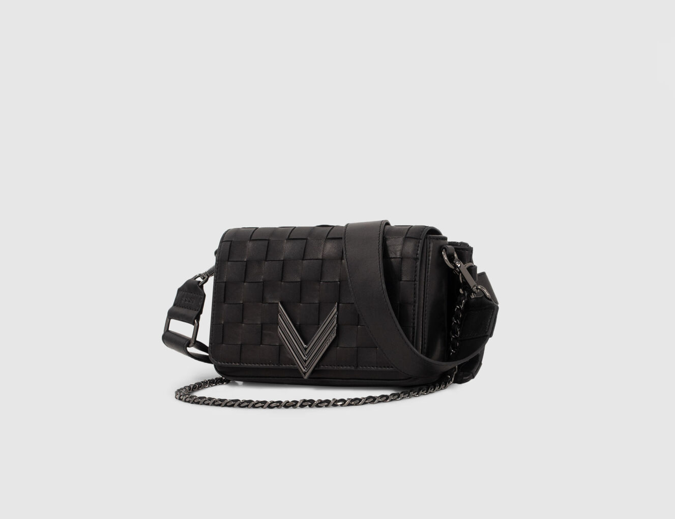 Women’s black checkerboard woven leather TORINO 111 bag - IKKS-11