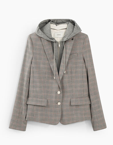Veste tailleur prince de galles à capuche amovible femme - IKKS