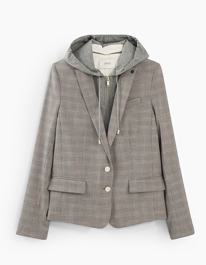 Women's Prince of Wales check hooded tailored jacket IKKS