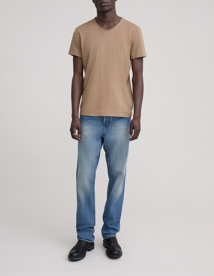 L‘Essentiel Herren-T-Shirt beige Bio-Baumwolle V-Kragen-5 L‘Essentiel Herren-T-Shirt beige Bio-Baumwolle V-Kragen-5