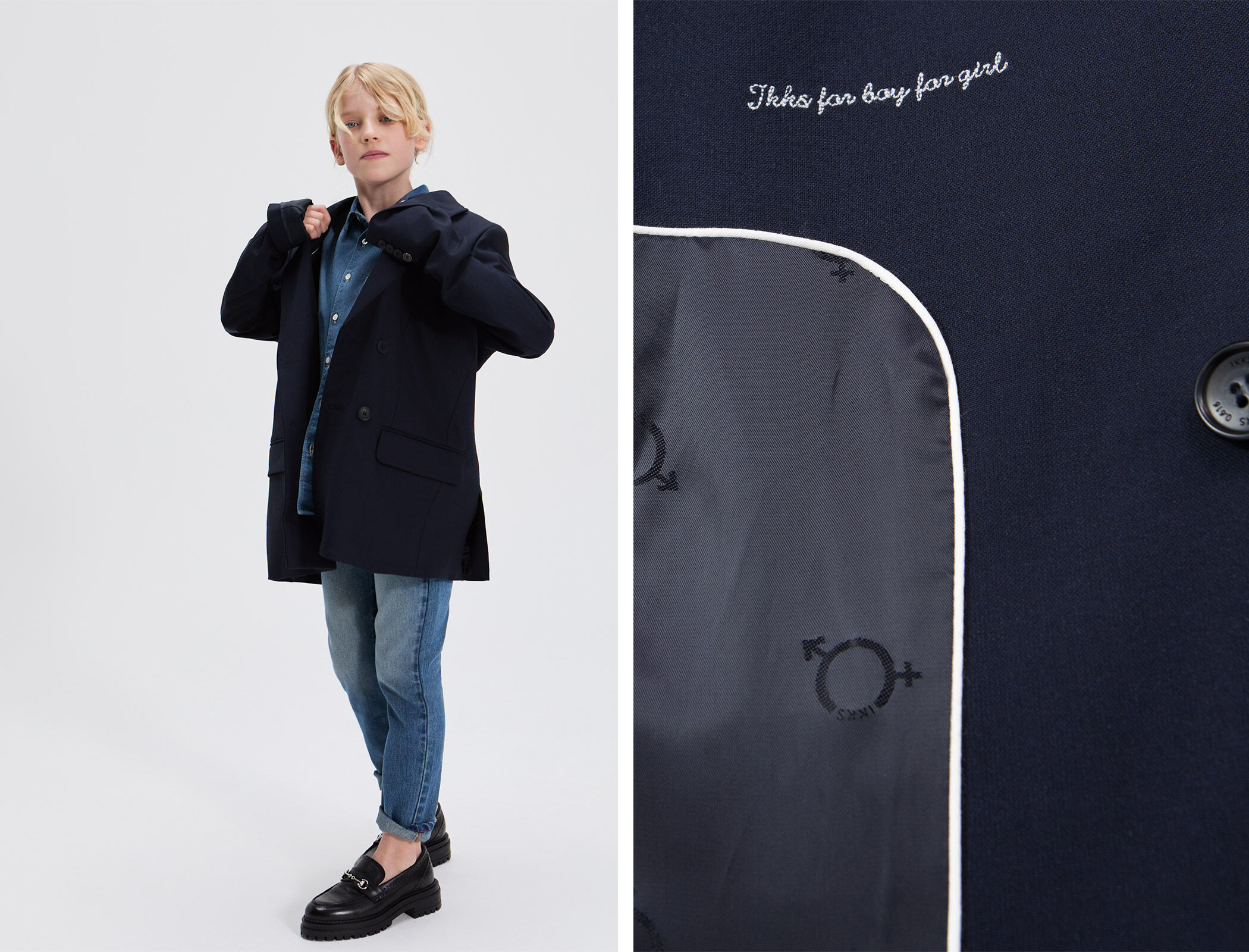 Gender Free Blazer cruzado azul marino unisex IKKS