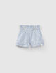 Short blanc et bleu à rayures bébé fille-1