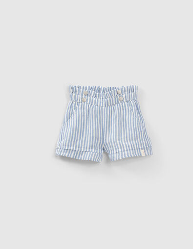 Short blanc et bleu à rayures bébé fille - IKKS