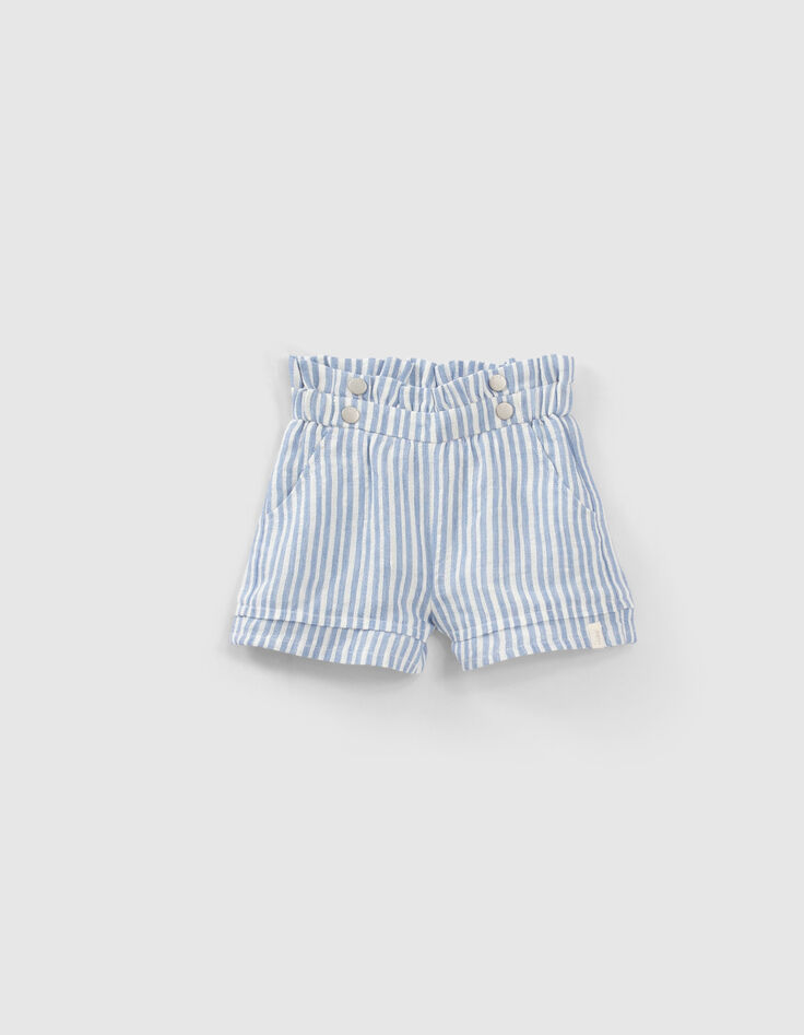 Short blanc et bleu à rayures bébé fille-1