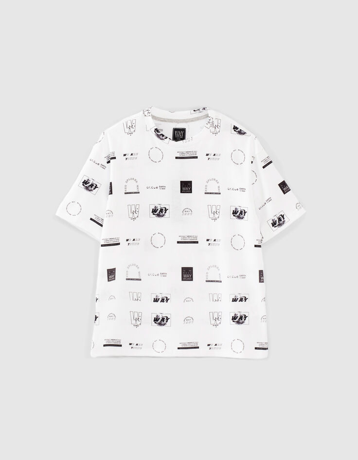 Wit loose T-shirt biokatoen met logo’s jongens-1