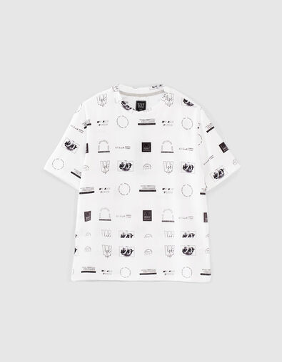 Weißes, weites Jungen-T-Shirt aus Biobaumwolle mit Logo - IKKS