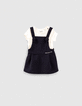 Ensemble robe navy et tee-shirt écru bébé fille-1