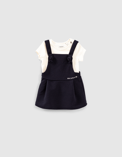 Ensemble navy jurk en ecru T-shirt babymeisjes - IKKS