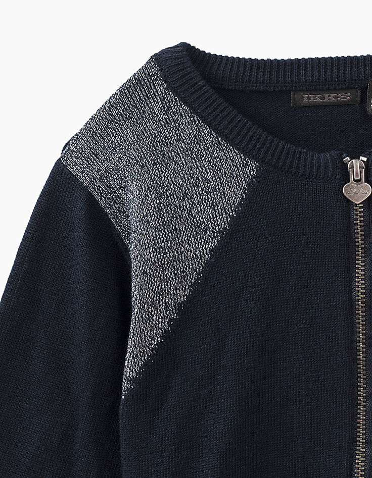 Girls’ navy and silver knit cardigan-4 Girls’ navy and silver knit cardigan-4