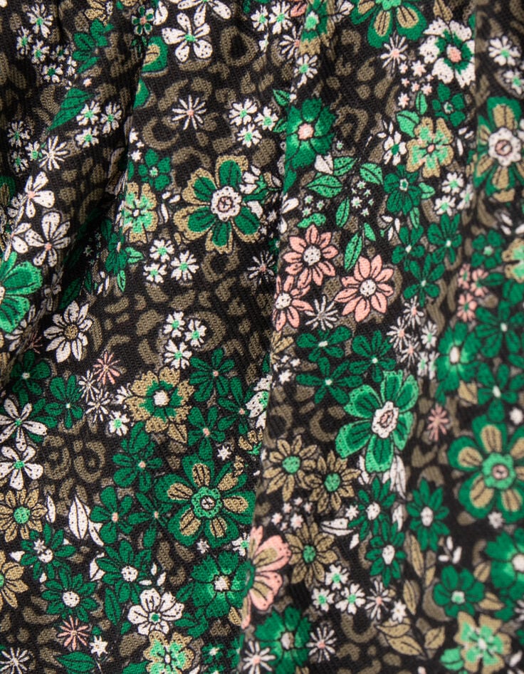 Khaki rok LENZING™ ECOVERO™ bloemenprint meisje-7
