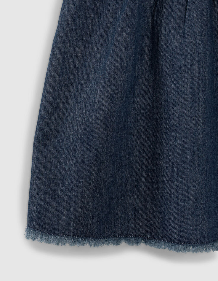 Blaues Mädchenjeanskleid  mit Sternenstickerei-3