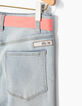 Girls' white blue mom jeans with neon belt-5