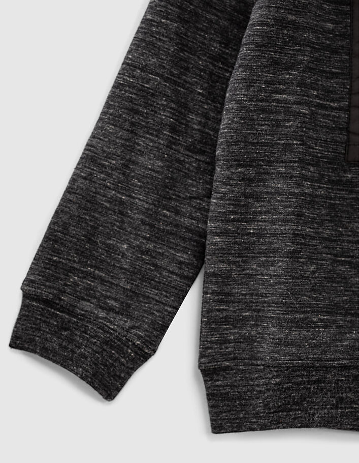 Boys’ charcoal grey marl hoodie + mesh front pocket - IKKS